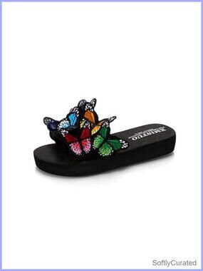 Women's Butterfly Slide Sandals Platform Low Heel Comfy Nonslip Beach